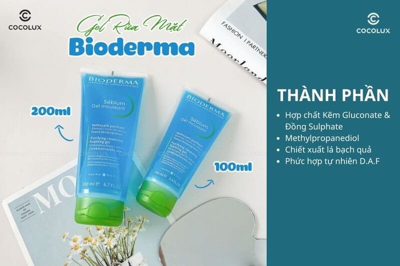 Thành phần chính của gel rửa mặt Bioderma Sebium Gel Moussant và công dụng