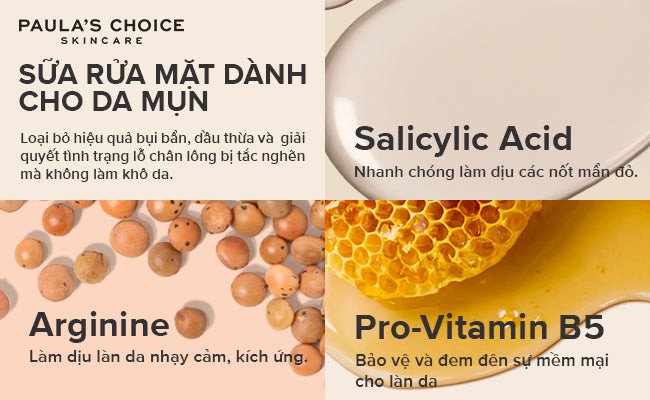 Thành phần chính của sữa rửa mặt BHA cho da dầu mụn