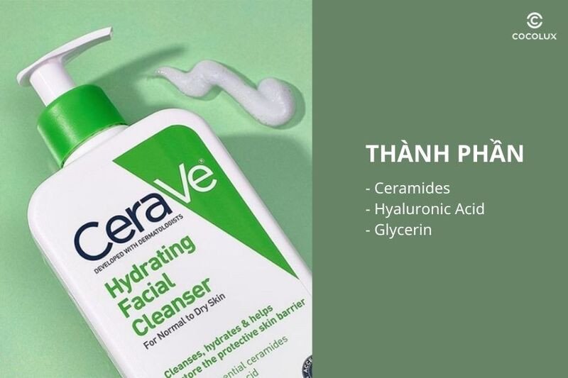 Thành phần chính của sữa rửa mặt Cerave Hydrating Cleanser