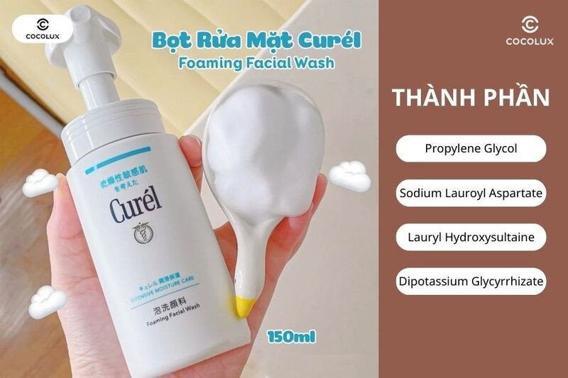 Thành phần chính của sữa rửa mặt Curél Intensive Moisture Care cấp ẩm