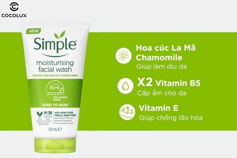 Thành phần chính của sữa rửa mặt Simple