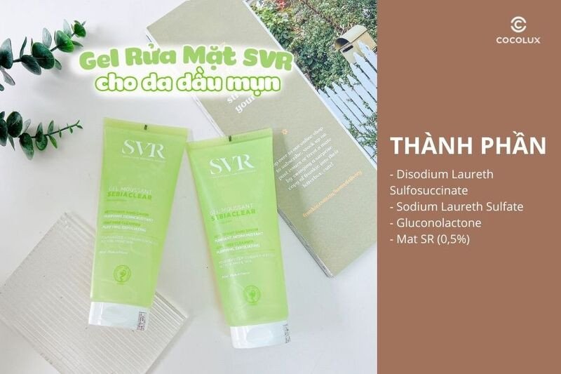 Thành phần chính của sữa rửa mặt SVR Sebiaclear giúp kiểm soát dầu