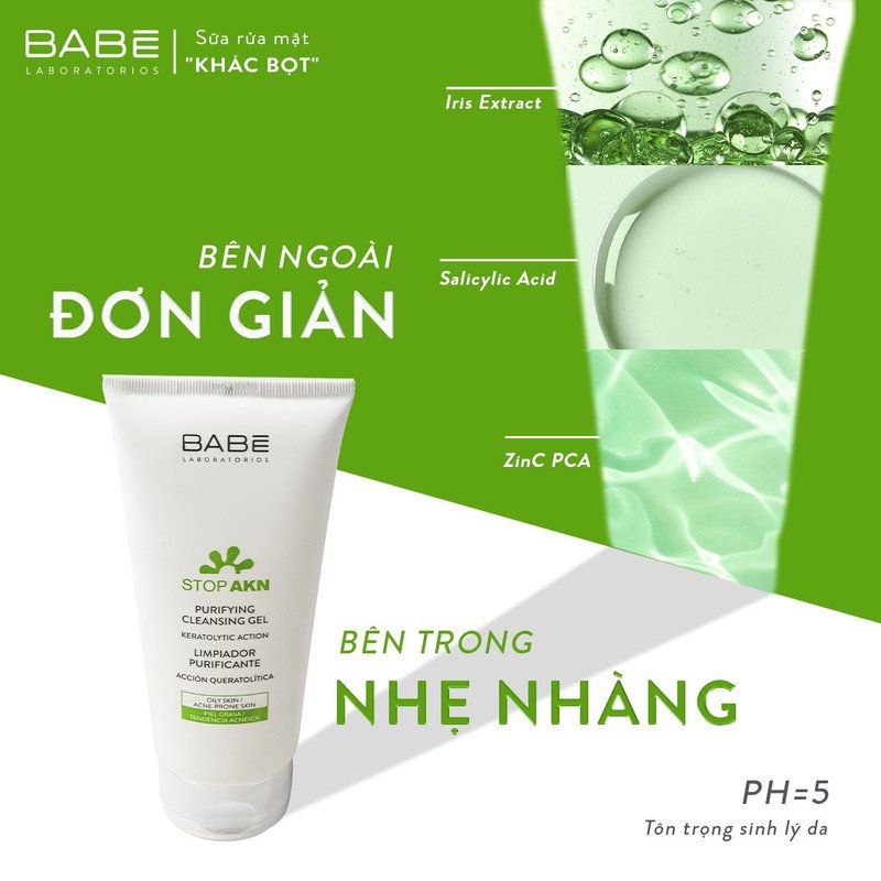 Thành phần chính Sữa rửa mặt BABÉ STOP AKN