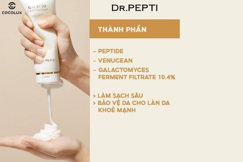 Thành phần nổi bật trong sữa rửa mặt Dr.Pepti+ Galacto Cleansing Foam