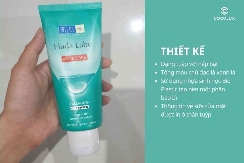 Thiết kế bao bì của sữa rửa mặt Hada Labo Acne Care Calming