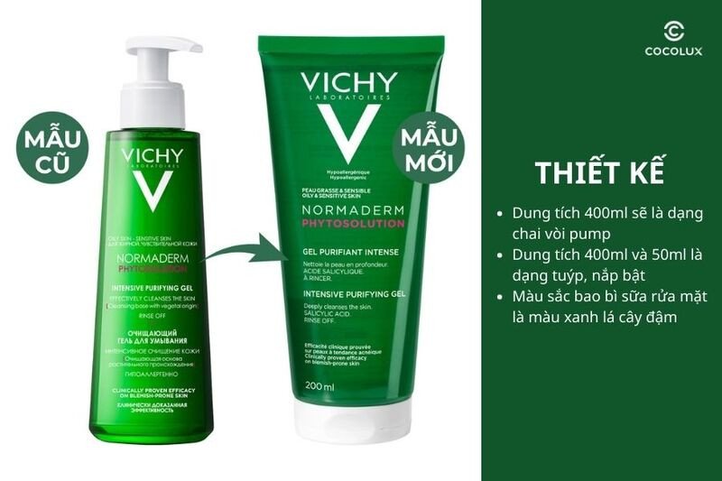 Thiết kế bao bì gel rửa mặt Vichy Normaderm Phytosolution tiện lợi