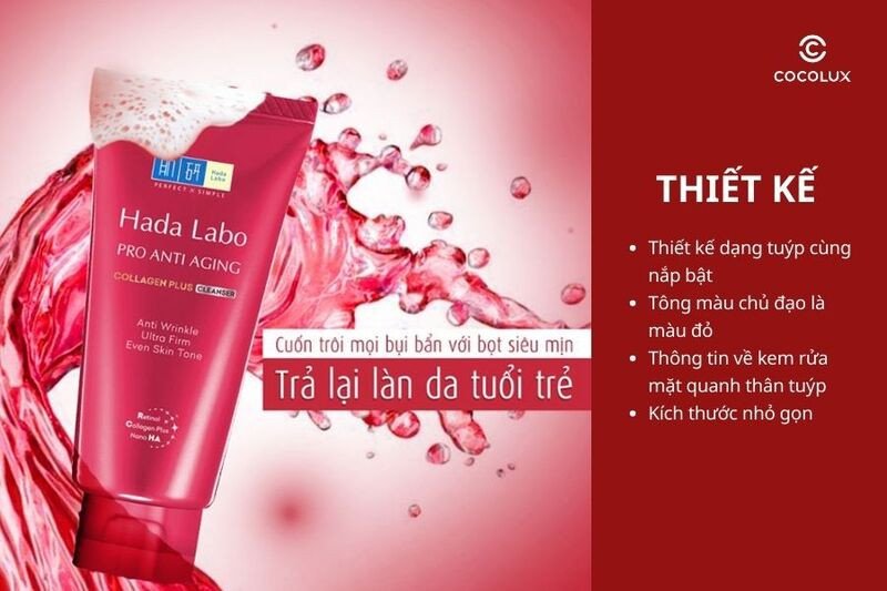 Thiết kế bao bì tiện lợi của kem rửa mặt Hada Labo Pro Anti Aging