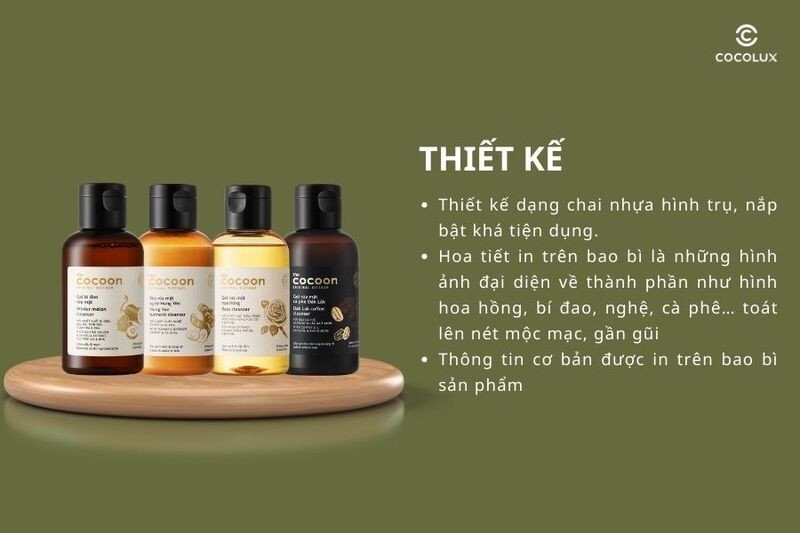 Thiết kế đơn giản nhưng không kém phần độc đáo của sữa rửa mặt Cocoon