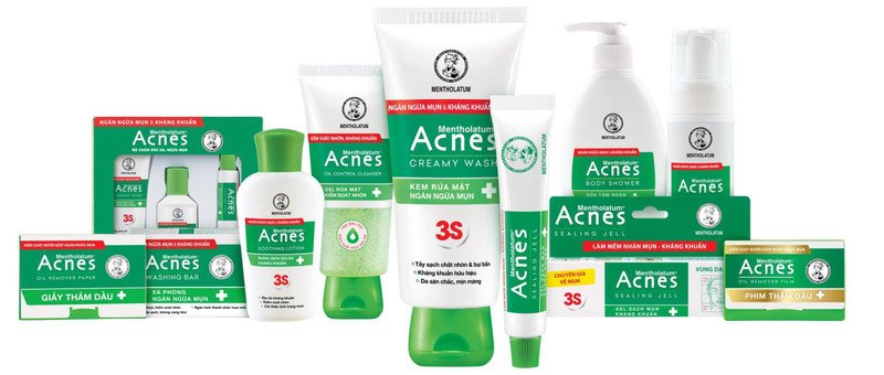 Thương hiệu Acnes chăm sóc da mụn, hình ảnh logo và sản phẩm sữa rửa mặt chuyên biệt