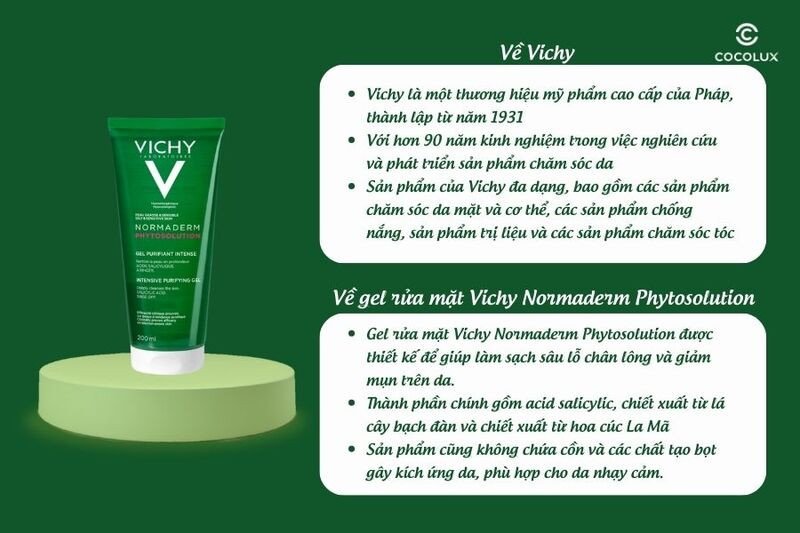 Thương hiệu Vichy và gel rửa mặt Normaderm Phytosolution dành cho da mụn