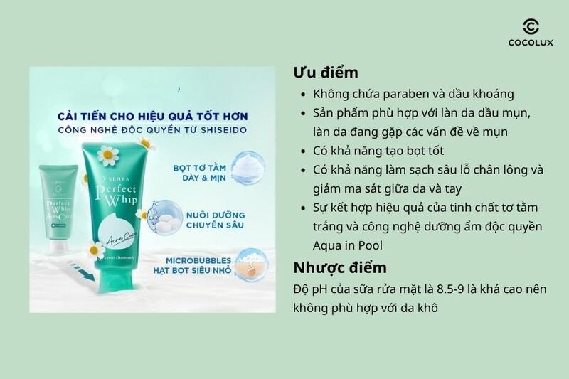 Trải nghiệm thực tế Sữa Rửa Mặt Senka Perfect Whip Acne Care trên da