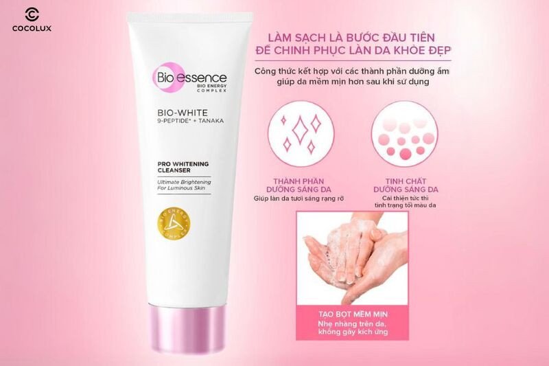 Ưu điểm của Sữa Rửa Mặt Bio-essence Bio-White Pro Whitening Cleanser Dưỡng Sáng Da 100g