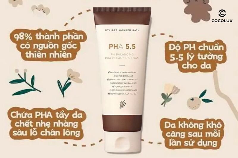 Ưu điểm của Sữa Rửa Mặt Byvibes Wonder Bath PHA 5.5 Hàn Quốc Dịu Nhẹ