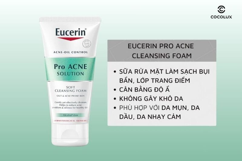 Ưu điểm của sữa rửa mặt Eucerin Pro ACNE Solution Soft Cleansing Foam