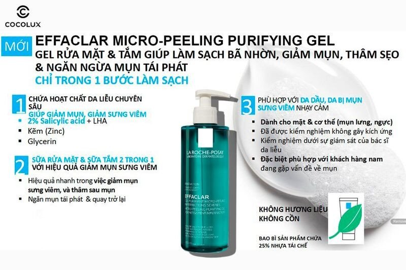 Ưu điểm của sữa rửa mặt La Roche-Posay Effaclar Micro-Peeling đa năng