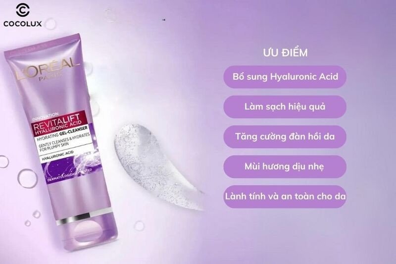 Ưu điểm nổi bật của sữa rửa mặt L'Oréal Revitalift Hyaluronic Acid cấp ẩm