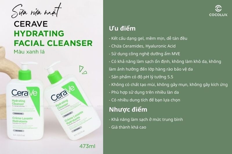 Ưu điểm và nhược điểm của sữa rửa mặt Cerave Hydrating Cleanser
