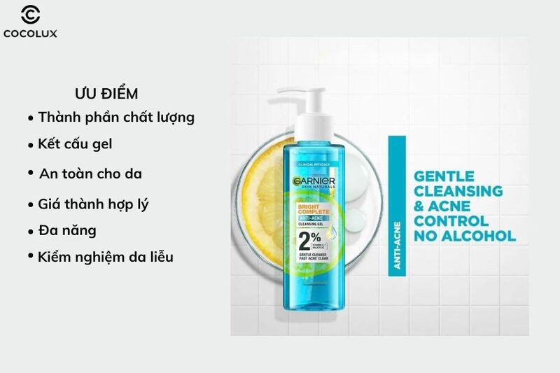 Ưu điểm vượt trội của Gel Rửa Mặt Garnier Bright Complete Anti-Acne