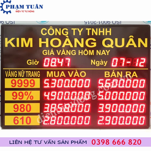 Bảng giá vàng hôm nay