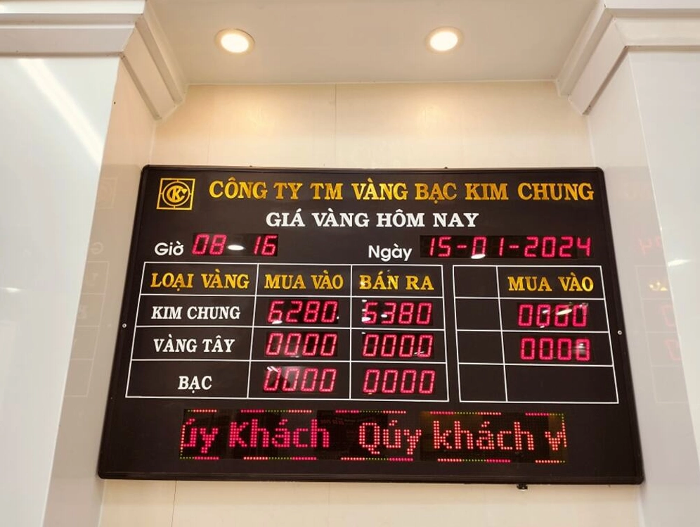 Bảng giá vàng Kim Chung hôm nay