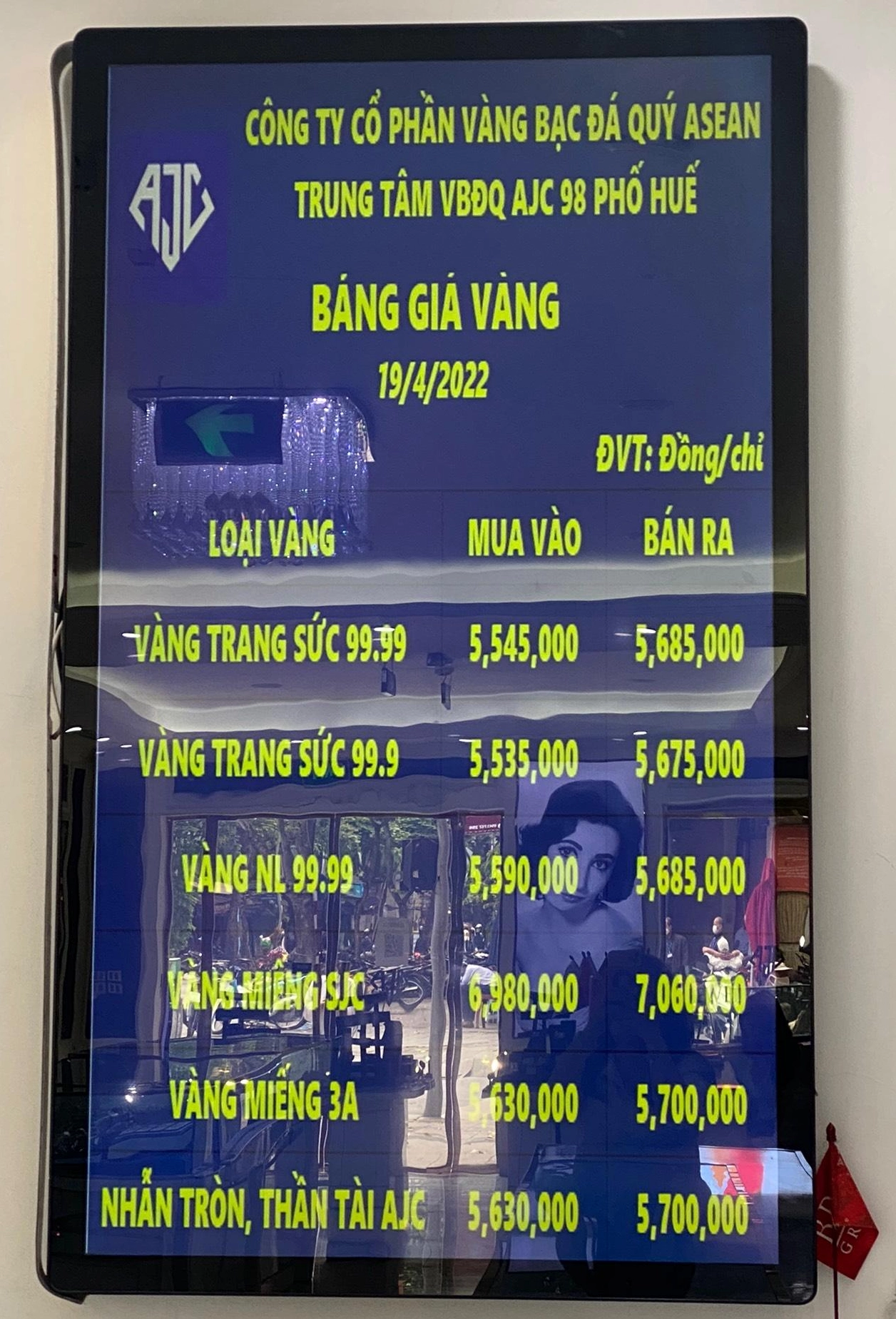 Biến động giá vàng SJC theo giờ