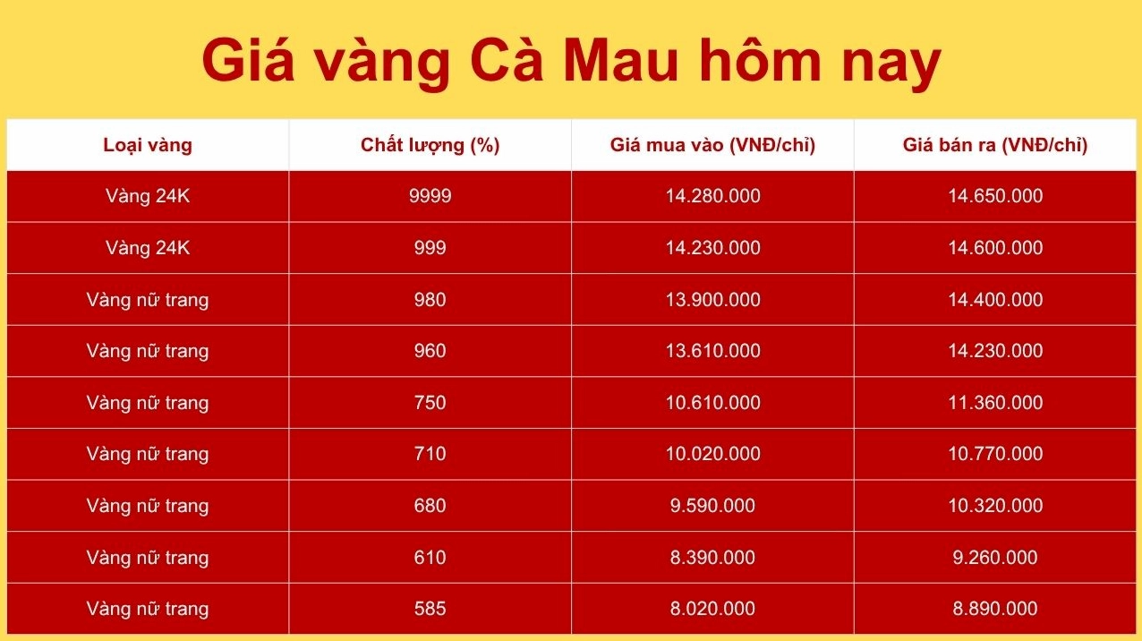 Giá Vàng Cà Mau Hôm Nay: Cập Nhật Mới Nhất 2026 Biểu đồ giá vàng Cà Mau tháng 5 năm 2026