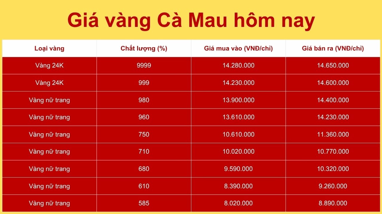 Giá Vàng Kim Hoàn Cà Mau 2026: Cập Nhật Mới Nhất & Dự Báo Biểu đồ giá vàng SJC và PNJ tại Cà Mau